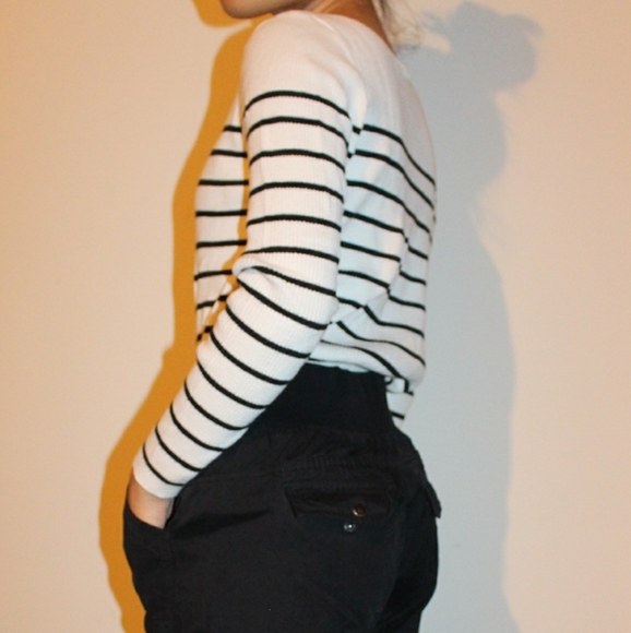 Ribbed Striped White Top - XS (Gap) - Picture 4 of 5